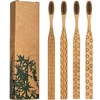2 3 4 year old environmental Certified engraved bamboo carbon toothbrush with black charcoal bristles and travel case zero waste
