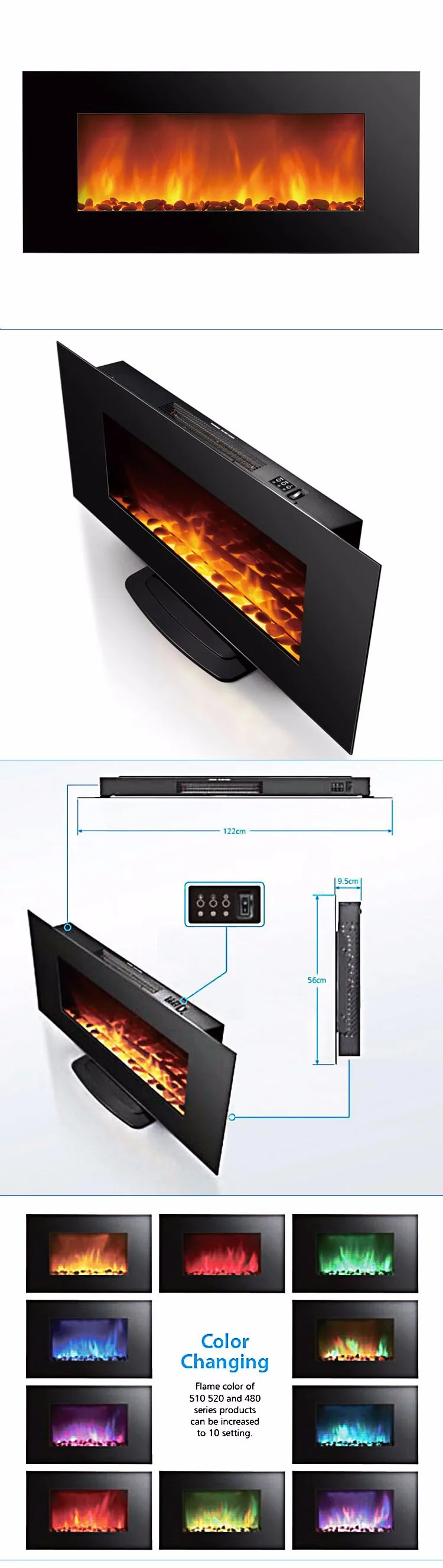 Eco Friendly Energy Saving Wall Mount Insert Electric Fireplace