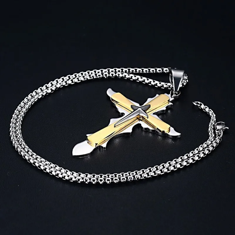 Vintage Catholic Cross Pendant Boutique Statement Necklaces Stainless Steel Religious Jewelry