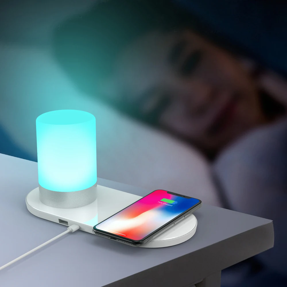 LED Light Source CE Certificate RGB Living colors Night Light Desk lamp with 7.5W/10W fast wireless charger