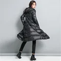 Winter Jacket Women 2015 New Winter Women Long Hooded Down Coats X Long Over Knee Thick