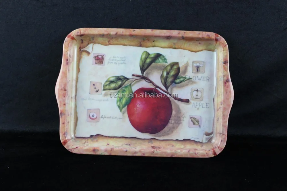Apple Print Melamine Fruit Tray With Handle