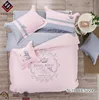 Wholesale 100% combed cotton satin pink king size embroidered luxury wedding bedding set bed linen