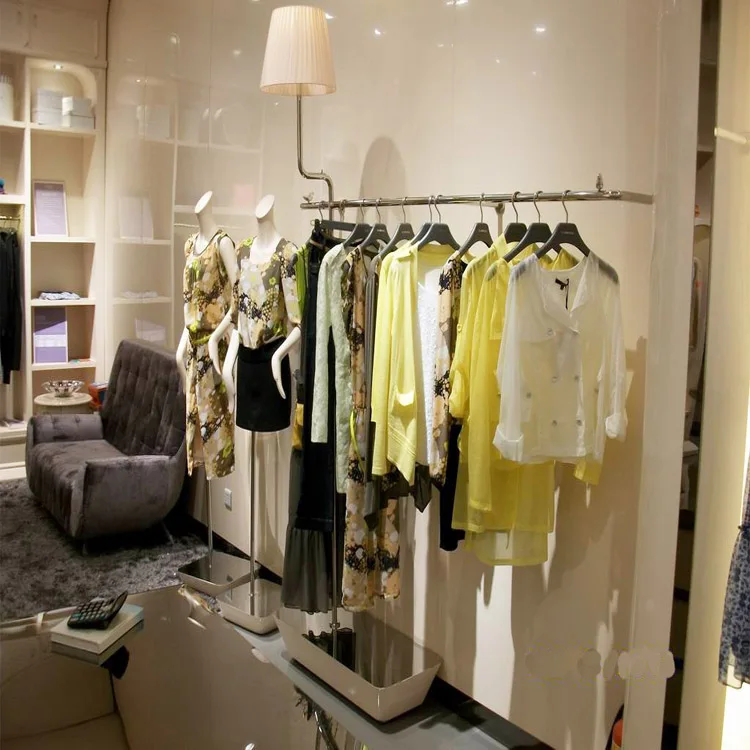 Zara Oem Store Clothes Wall Shelves Female Wooden Display Rack Elegance