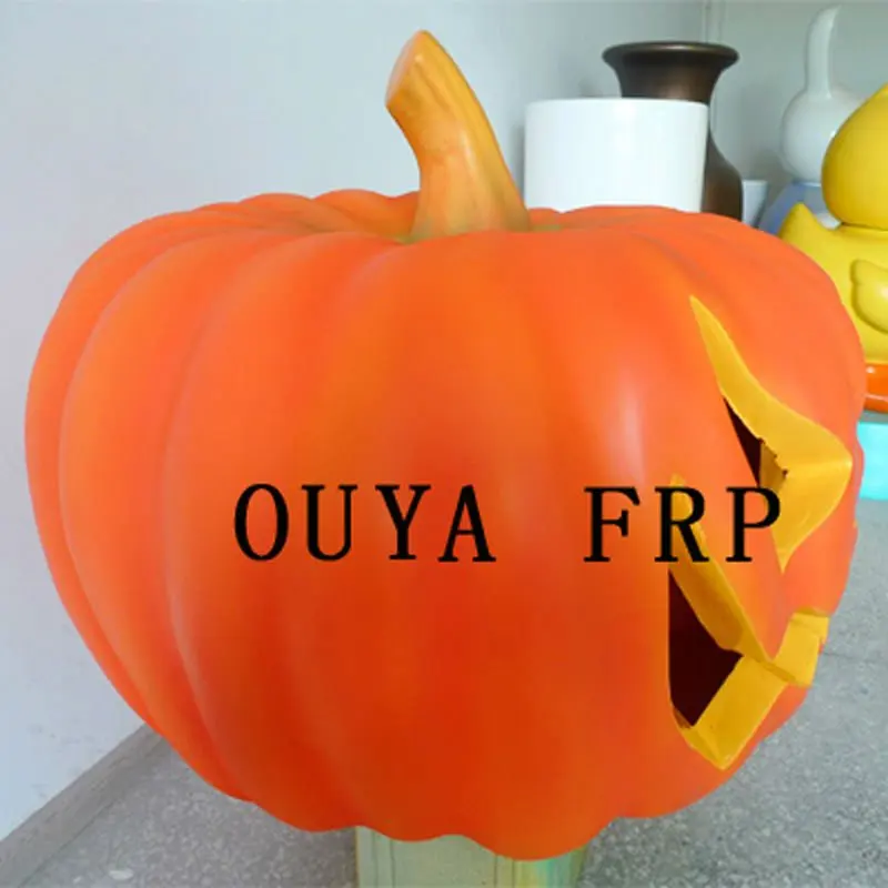 Big Fiberglass Pumpkin With Light Outdoor Statues Large Size Outdoor