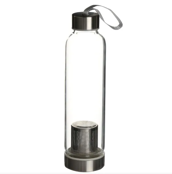 Personalized Wholesale Custom Travel Borosilicate Glass Water Bottle With Stainless Steel Lid