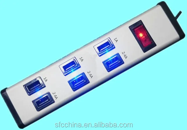 5V 2.4A and 1A USB 6-PORTS CHARGING STATION FOR iPad mobile MP3