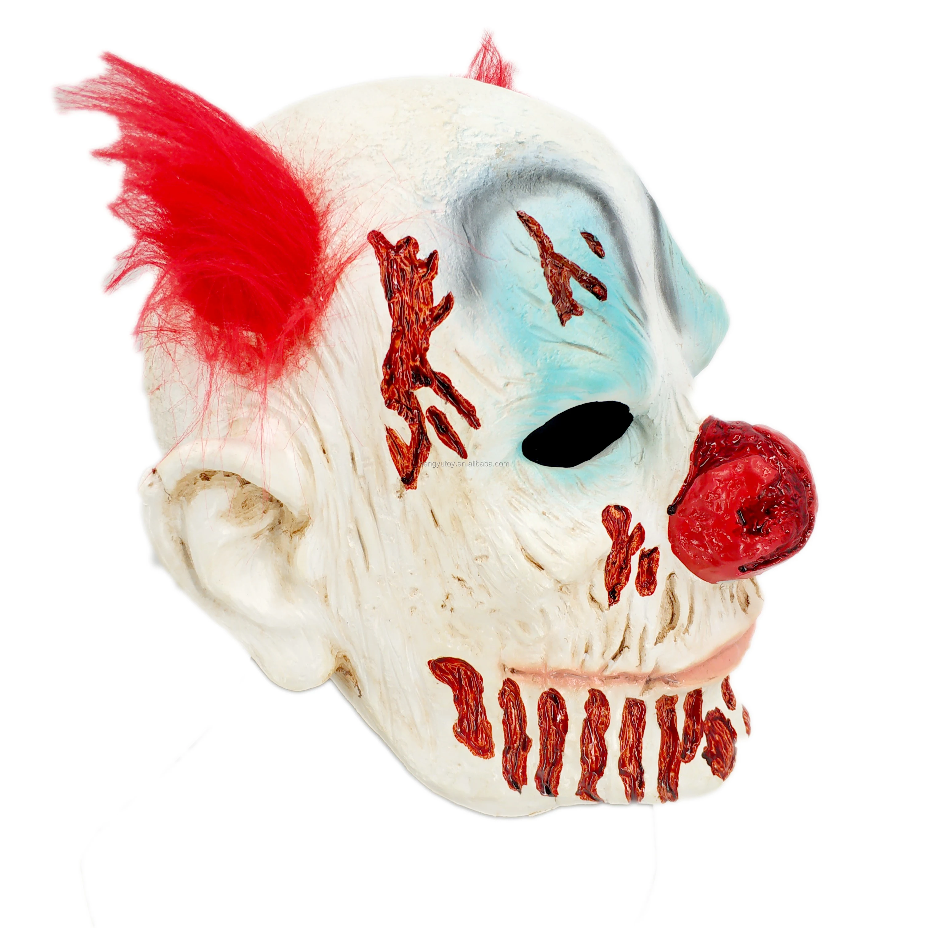 红色头发现实鬼可怕的仇恨现实魔鬼派对可怕的小丑服装面具