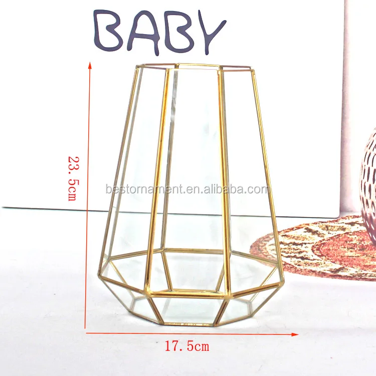 Irregular Glass Gold Geometric Terrarium For Tabletop Succulent Plant