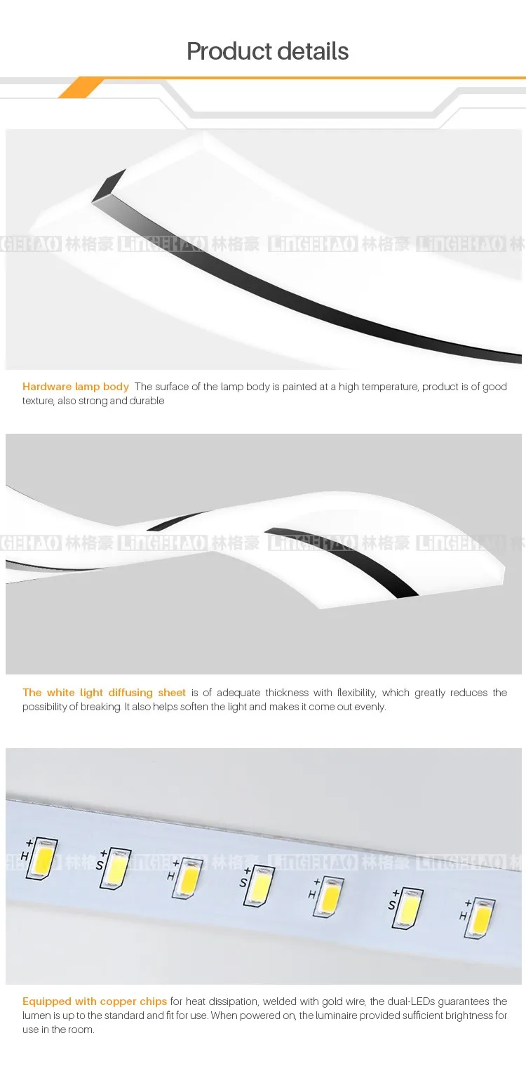 Wave shape 2700K 4000K 6500K warm white fancy pendant light