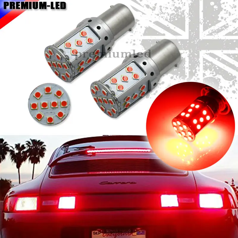 Error Free Brilliant Red 3030 SMD 1156 7506 P21W BA15S 21W LED Bulbs For Tail Lights, Brake Lights