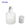 Fashion 50ML Embossed Clear Glass Round Perfume Bottle Travel Round Atomizer Spray Bottle with Diamond Crystal Caps