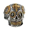 Hiphop Cool Men's Gothic Carving Ring Stainless Steel High Quality Cross Skull Ring