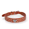 Best selling drill smooth peach heart pet collar pu dog cat collar pet supplies