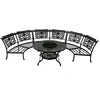 Outdoor round Aluminum Frame Garden Gas Fire Pit Table with chairs set