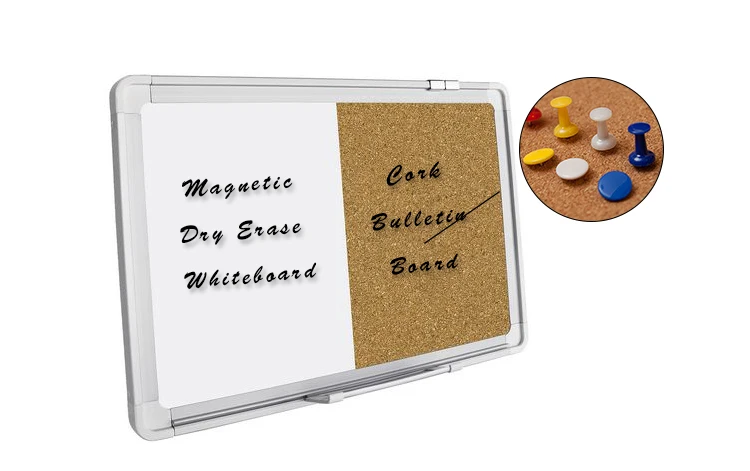 half whiteboard and half cork board