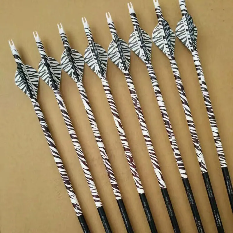 32" Zebra Stripe Carbon Arrows Spine 400 For Bows