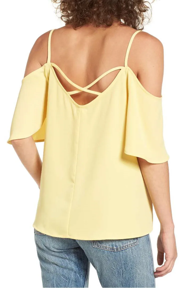 Ladies Sexy Cold Shoulder Top Off The Shoulder Blouse With A Swingy Silhouette And A Strappy 9825