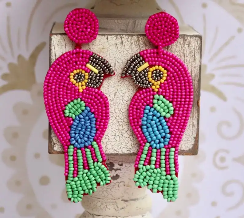 Kdb1801 Latest Popular Handmade Seed Bead Parrot Earrings Buy
