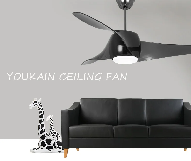 50inch plastic ceiling fan with led fancy light for home