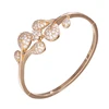 51851 China wholesale latest design 18k gold bangle jewelry leaf shape pave crystal fashion bangles