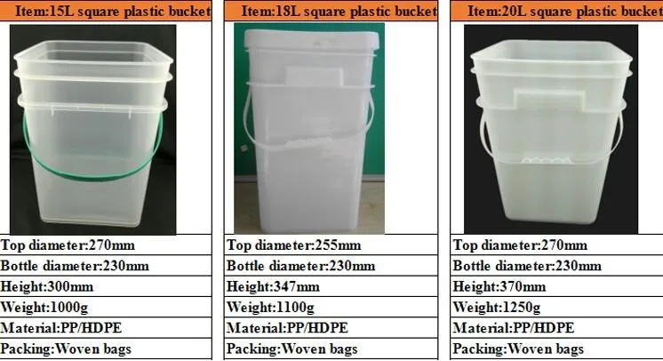 5000ml rectangular plastic bucket/plastic pail/rectangular plastic bucket with lid