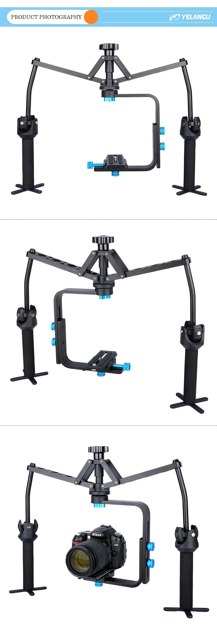 JingYing cheap dual handle video camera spider stabilizer for camera
