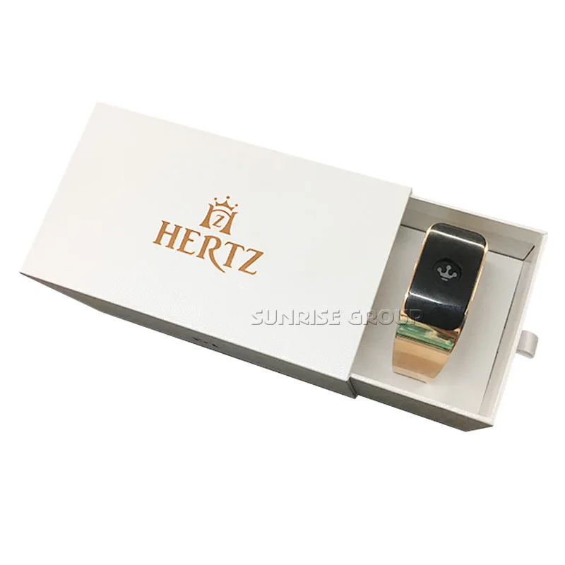 Luxury Rigid Cardboard Watch Packaging Box with Gold Foil Logo