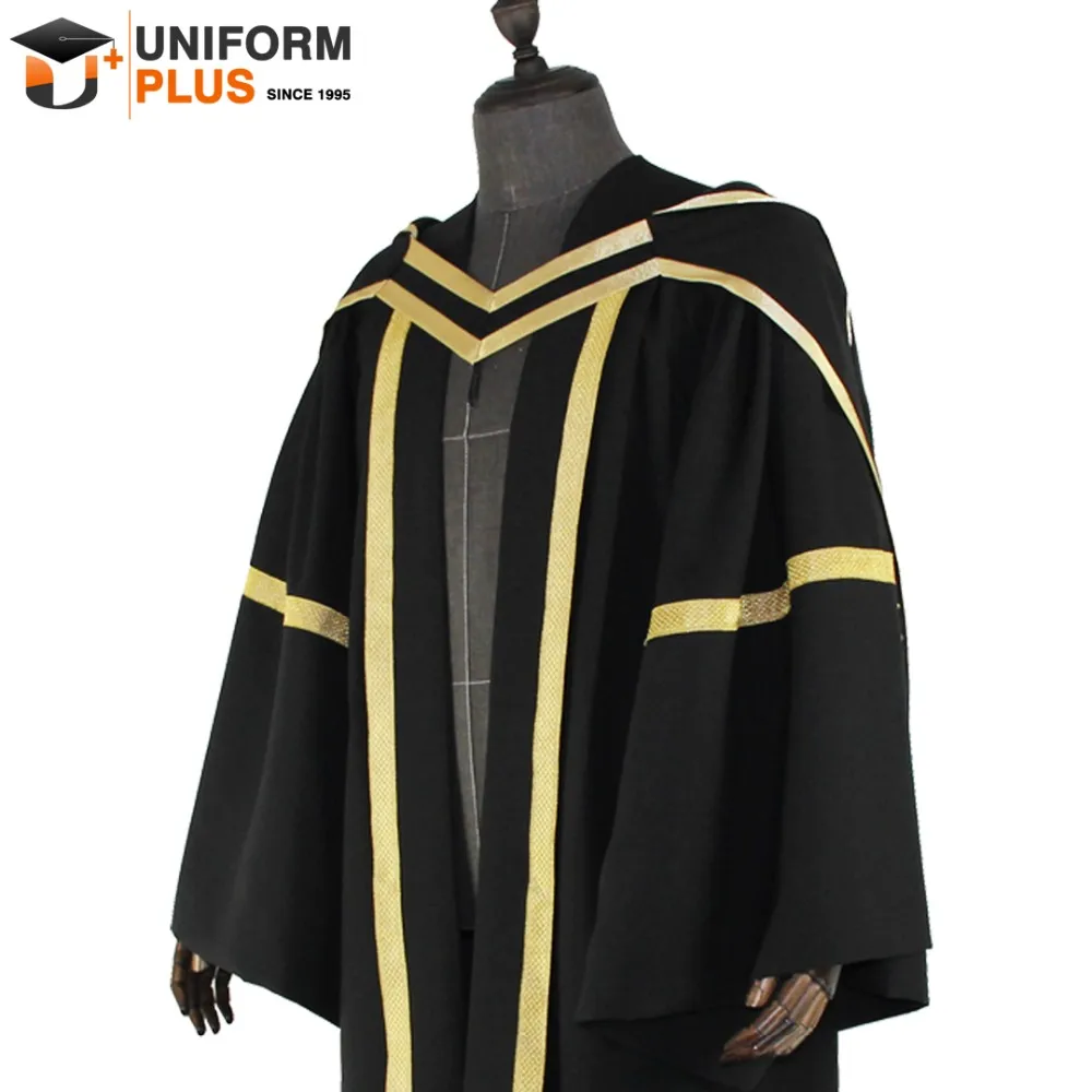 Customized Golden Academic Diploma Graduation Gown And Regalia Robe ...