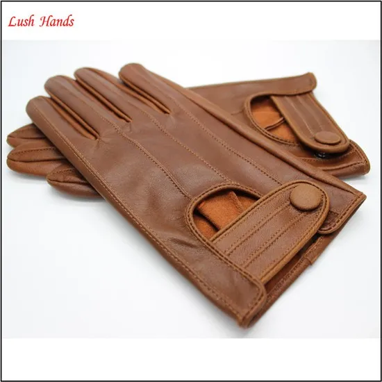 2017 men's new style brown driving leather gloves with high quality