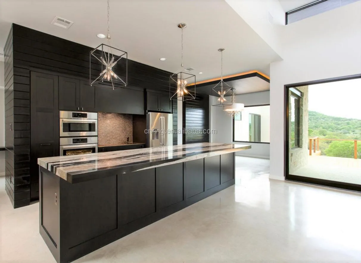 Black Shaker Style Kitchen Cabinets - Solid Wood & Sink Set