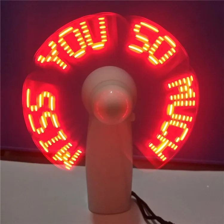 Funny Small Promotion Gift Mini USB Fan Self Programmable LED Flashing LED Message Mini Battery Fan