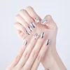 ZK-AN430 Press on Nail 24 Pcs Full Cover Short Mirror and Crystal Combination Artificial Nails