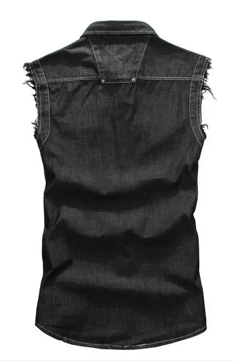 Black Sleeveless Denim Jacket For Men - Buy Sleeveless Denim Jacket ...