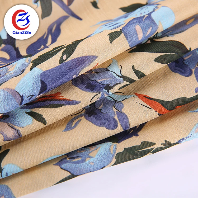 Poly Printed Linen Floral Anti Wrinkle Polyester Blend Fabric Airtight