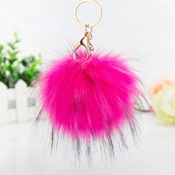 yongze fur puff fuzzy keychains for hanging bags fur pom pom fox