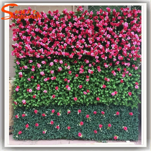 New Design Artificial Flower Wall Arrangement Plastic Grass Wall