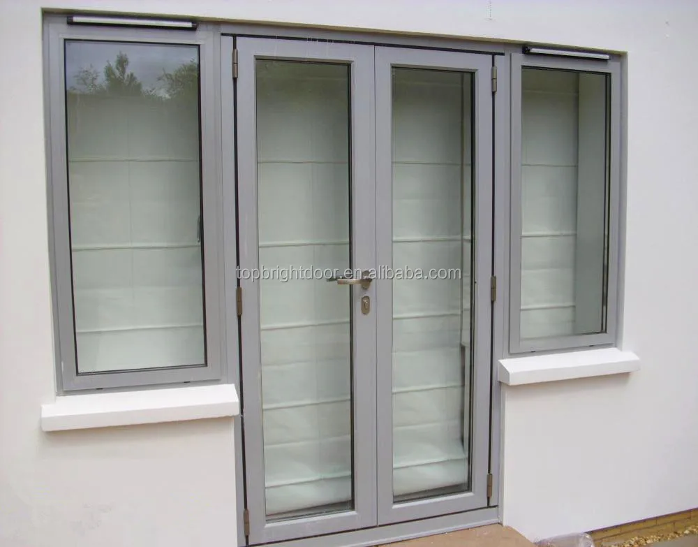 Double Glass Exterior Aluminium Commercial Steel French Doors