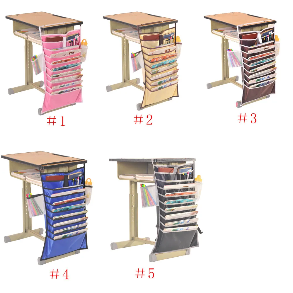 14 Pockets Students Classroom Desk Side Mount Hanging Book Stationery Bag Holder Sorter Storage