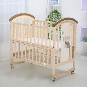 Factory Direct Sale Indian Most Popular Wooden Box Bed Design Baby Cradle Swing Bed