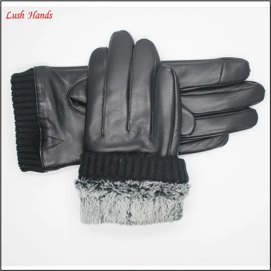 hot sale ladies leather gloves and two tone lining with Index finger touch screen function