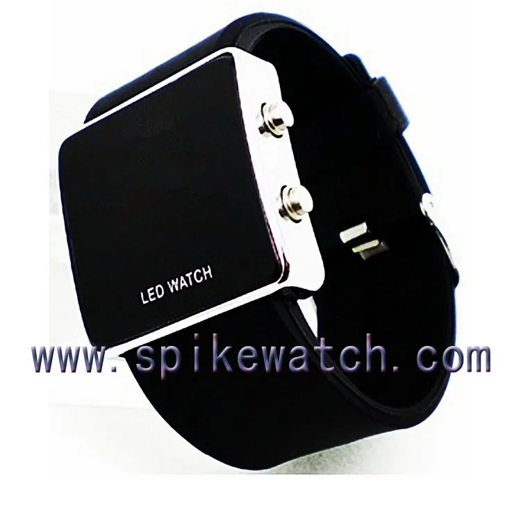 Square Shaped Silicone Led Wrist Watch Mirror Big Face Digital Watches