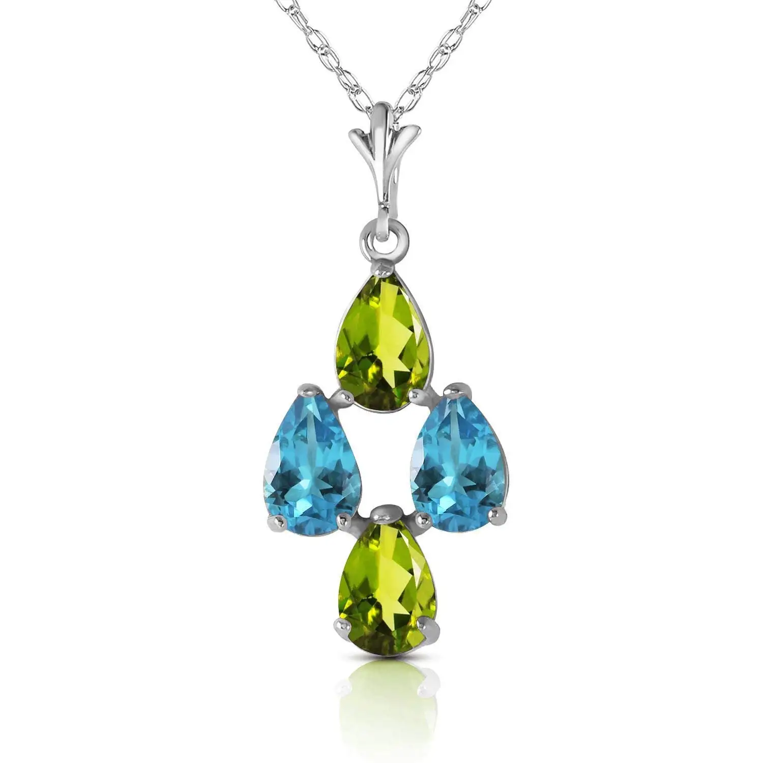ALARRI 6 Carat 14K Solid Gold Leather Necklace White Topaz with 20 Inch Chain Length