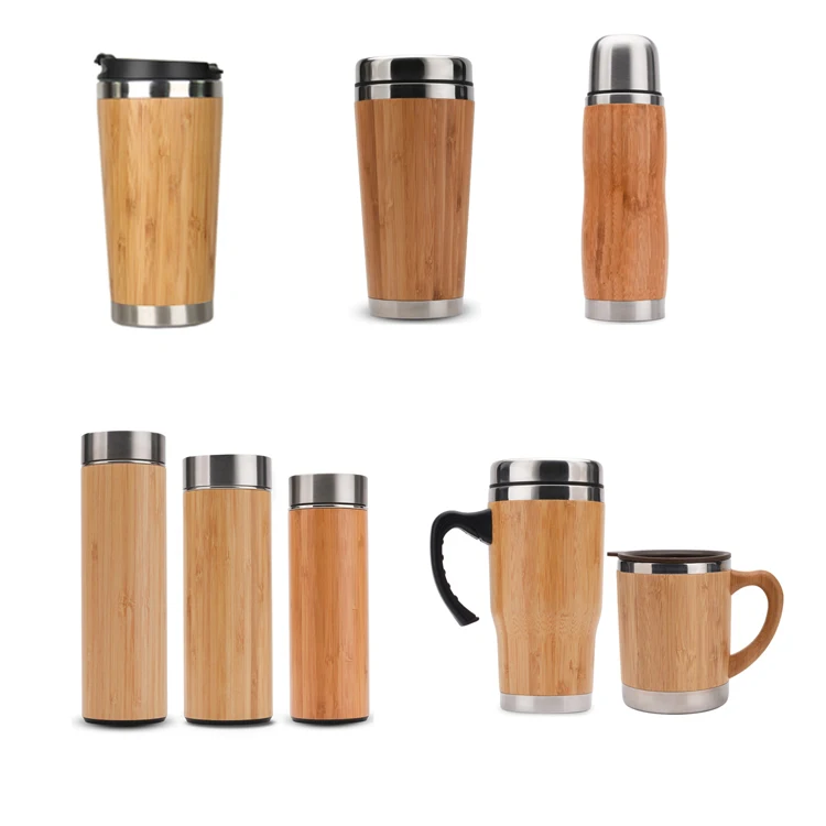 16oz Wholesale 450ml Double Wall Stainless Steel Bamboo Travel Coffee