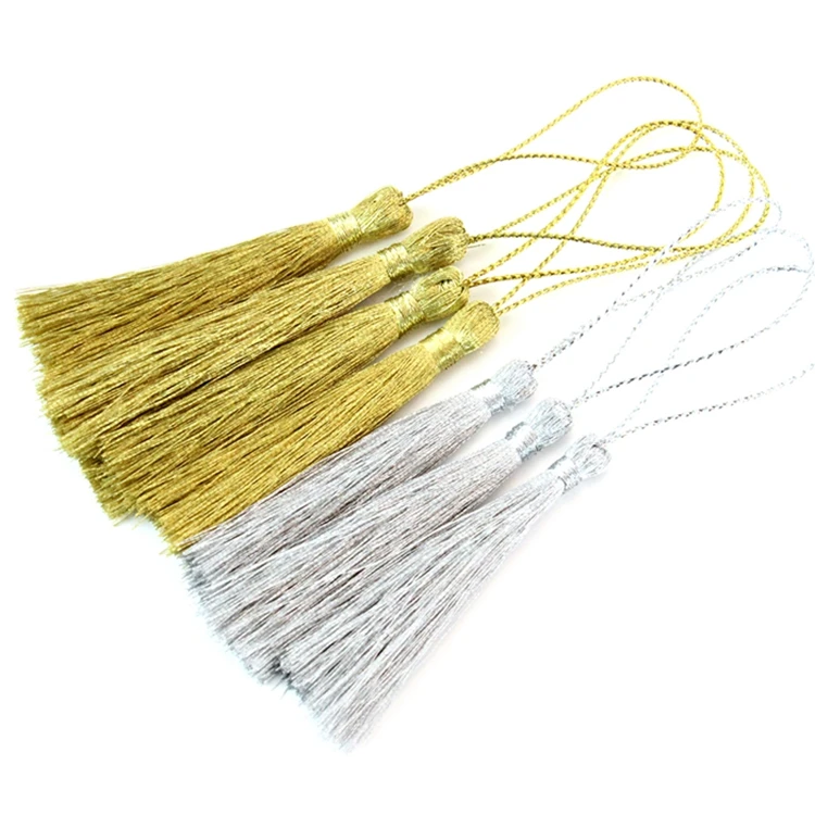 6mm Long Wholesale Gold Silver Color Keychain Bag Bulk Tassels Silk For