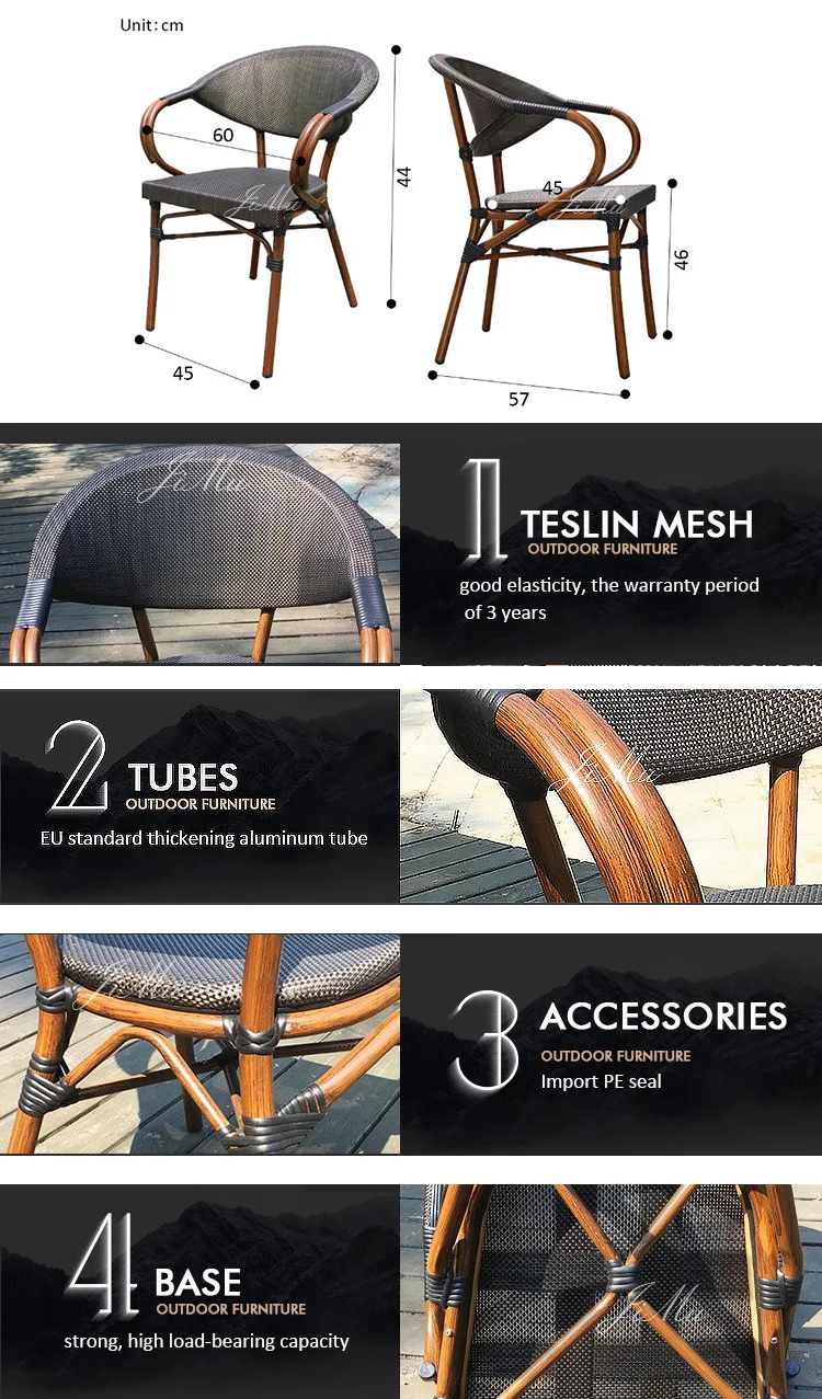   wholesale cheap bamboo rattan wicker bistro rattan arm chair for outdoor