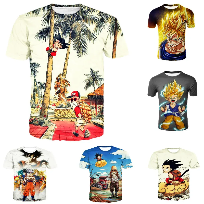 T-shirt M&agrave;u Trắng Marca Rồng B&oacute;ng T &Aacute;o Sơ Mi Anime Uomo T &Aacute;o Sơ Mi Divertente T &Aacute;o Sơ Mi Hip Hop 3D In Ấn Harajuku Goku 3d T-Shirt