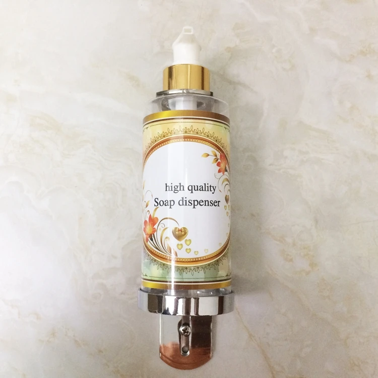 Mirror shining 300ml PET plastic wall mount hand bottle soap dispenser with bracket