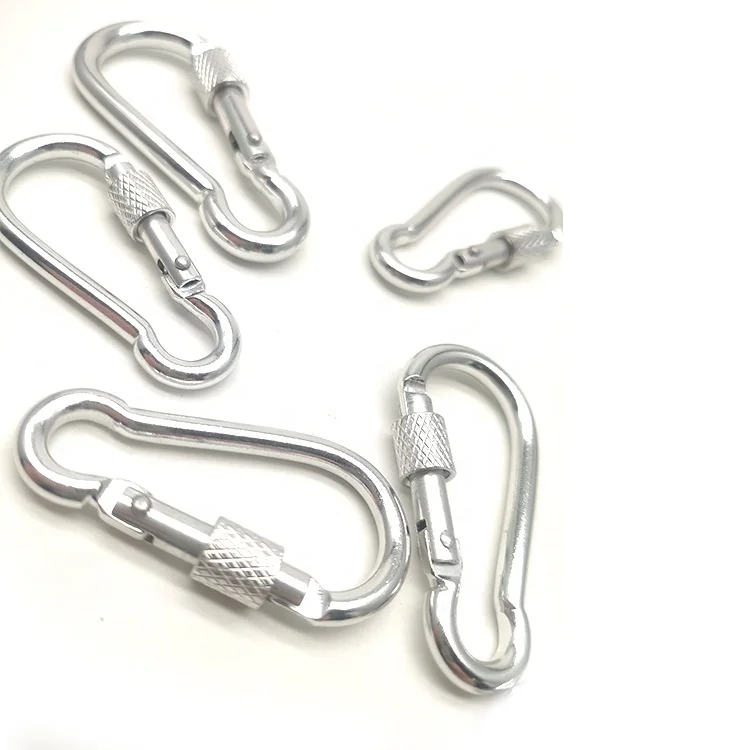 BT-245S Zinc Plated Screw Gate Carabiner Snap Hook with Safety Chain