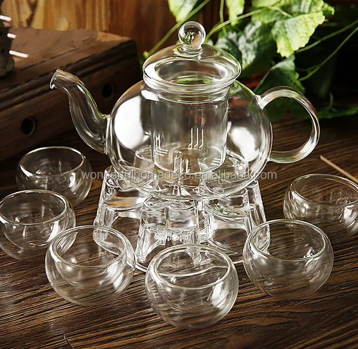 Borosilicate Glass Tea Set With Warmer Buy Teaset,Clear Glass Tea Set